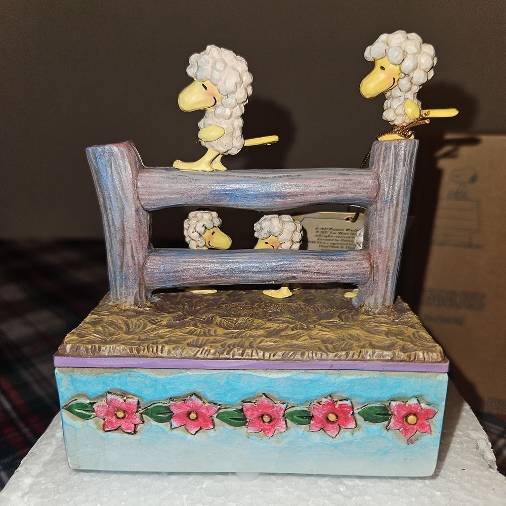 Jim Shore Peanuts Music Box "The Christmas Play" Woodstock Figurine Table Decor - Picture 5 of 8